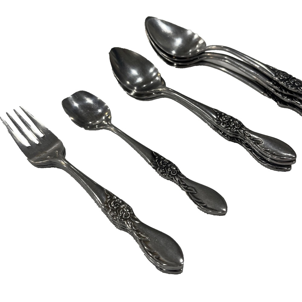 11 Piece Cosmos Plantation Rose Stainless Japan Silverware Flatware 1966 Floral